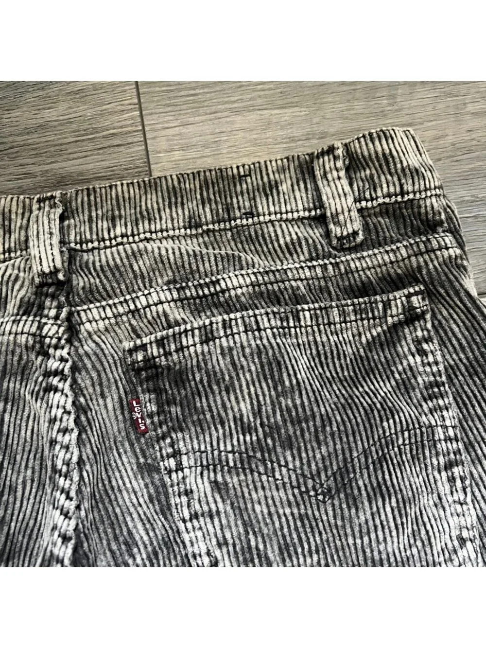 Vintage Levi's Men's 30x32 Acid Wash Corduroy Pants Gray Black Faded Wash USA